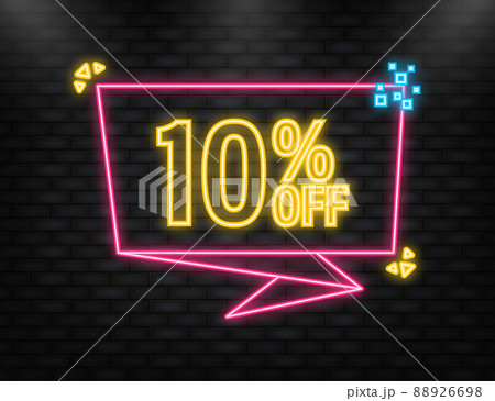 Neon Icon. Trendy flat advertising with 10 percent discount flat badge for promo design. Poster badge. Business design. Vector illustration 88926698