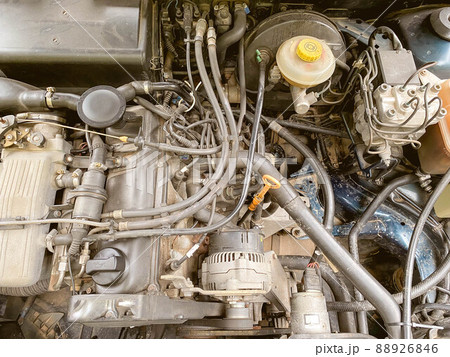 Close up detail of new car engine The powerful engine of a car. Internal design of engine. Close up detail of new car engine The powerful engine of a car. Internal design of engine. 88926846