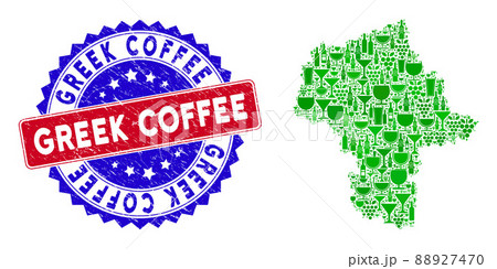 Bicolor Greek Coffee Distress Seal Stamp and Wine Collage of Masovian Voivodeship Map Bicolor Greek Coffee Distress Seal Stamp and Wine Collage of Masovian Voivodeship Map 88927470