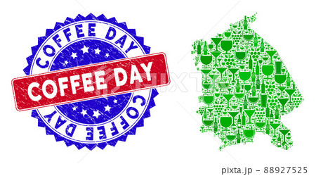 Bicolor Coffee Day Grunge Seal and Wine Composition of Pavlodar Region Map Bicolor Coffee Day Grunge Seal and Wine Composition of Pavlodar Region Map 88927525
