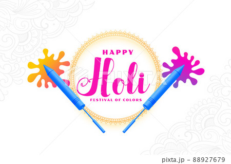 holi colors and pichkari greeting design 88927679