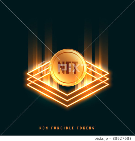 NFT non fungible token coin with light rays 88927683