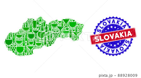 Bicolor Slovakia Grunge Seal Stamp with Collage of Slovakia Map Bicolor Slovakia Grunge Seal Stamp with Collage of Slovakia Map 88928009