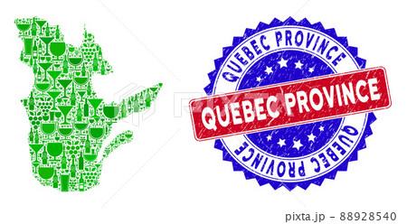 Bicolor Quebec Province Grunge Seal and Winery Collage of Quebec Province Map 88928540