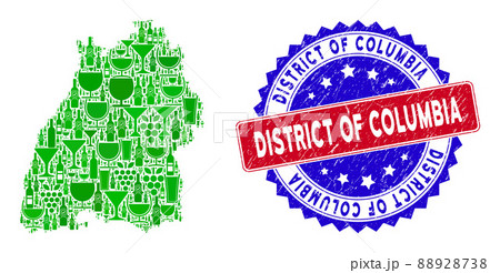 Bicolor District of Columbia Distress Rubber Stamp and Composition of Baden-Wurttemberg Land Map Bicolor District of Columbia Distress Rubber Stamp and Composition of Baden-Wurttemberg Land Map 88928738