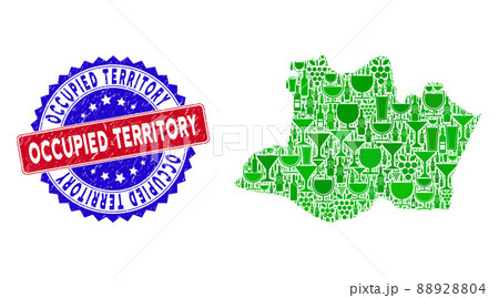 Bicolor Occupied Territory Scratched Seal Stamp and Collage of Amazonas State Map Bicolor Occupied Territory Scratched Seal Stamp and Collage of Amazonas State Map 88928804