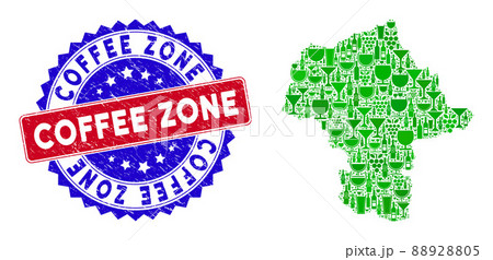 Bicolor Coffee Zone Grunge Seal Stamp and Composition of Mazovia Province Map Bicolor Coffee Zone Grunge Seal Stamp and Composition of Mazovia Province Map 88928805