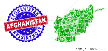 Bicolor Afghanistan Distress Seal Stamp with Wine Collage of Afghanistan Map Bicolor Afghanistan Distress Seal Stamp with Wine Collage of Afghanistan Map 88929002