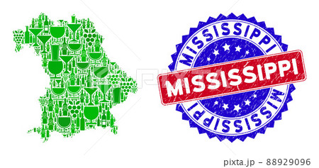 Bicolor Mississippi Grunge Rubber Stamp and Winery Collage of Bavaria Land Map Bicolor Mississippi Grunge Rubber Stamp and Winery Collage of Bavaria Land Map 88929096