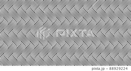 Linear Waves Pattern. Modern banner stylish texture. Geometric striped ornament. Monochrome linear waves. Weaving fabric. Abstract wavy background 88929224