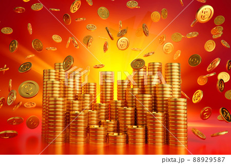 Coins explosion or falling gold coin, jackpot casino or business success concept, 3D rendering. 88929587