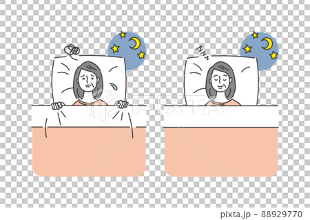 睡眠をとる年配の女性のセット 睡眠をとる年配の女性のセット 88929770