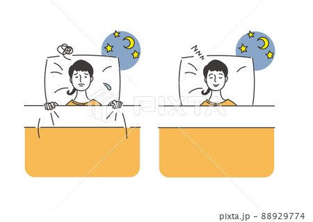 睡眠をとる女性のセット 88929774