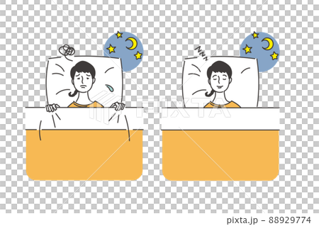 睡眠をとる女性のセット 88929774