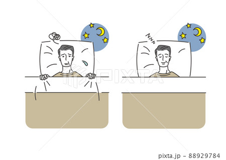 睡眠をとる年配の男性のセット 88929784
