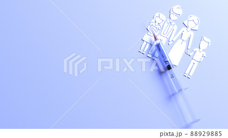 Medical syringe with a needle for family vaccination. 3D Rendering Medical syringe with a needle for family vaccination. 3D Rendering 88929885
