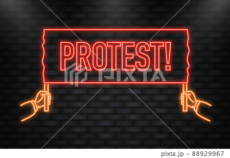 Protest realistic red table on blue background. Vector illustration. Protest realistic red table on blue background. Vector illustration. 88929967