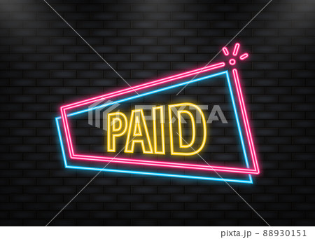 Neon Icon. Paid for banner design. Red paid on white background. Grunge texture Neon Icon. Paid for banner design. Red paid on white background. Grunge texture 88930151