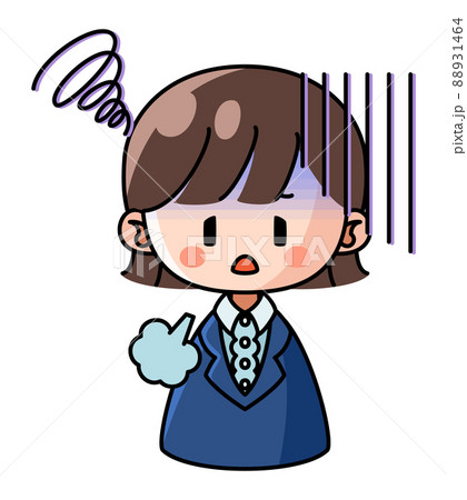 がっかりと落ち込んでため息を吐くスーツ姿の女性のイラストのイラスト素材 1464 がっかりと落ち込んでため息を吐くスーツ姿の女性のイラストのイラスト素材 1464