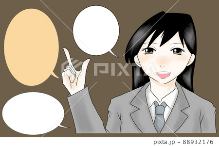 正面を向いて話す女の子1人のイラスト 正面を向いて話す女の子1人のイラスト 88932176
