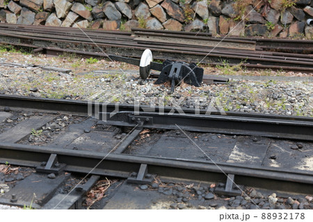 【昔日本で使われていた手動の分岐器（転轍機）】 88932178