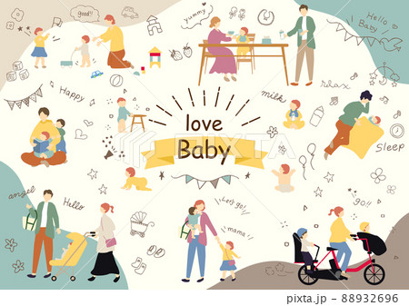 家族の育児　イラスト素材集 2 88932696