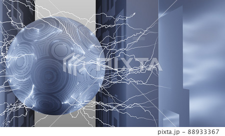 CGライトニング 放電する球体と模様のある立方体 CGライトニング 放電する球体と模様のある立方体 88933367