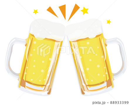 乾杯する2つのビアジョッキ 88933399