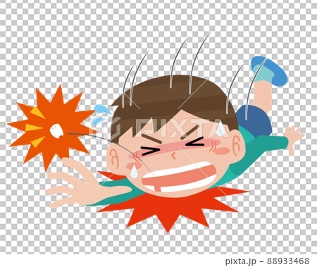 転倒して歯が折れる男の子 88933468