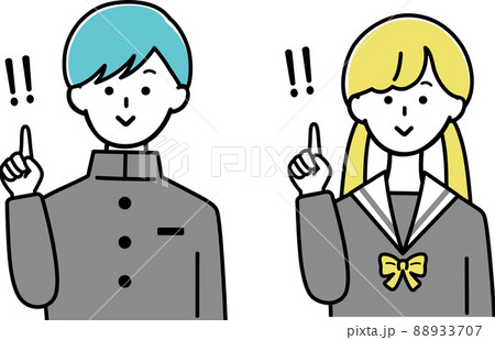 指差しポーズの学生　男性と女性 88933707