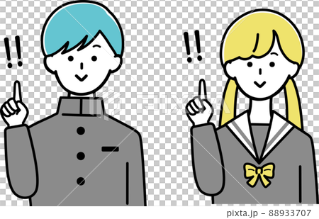 指差しポーズの学生　男性と女性 88933707