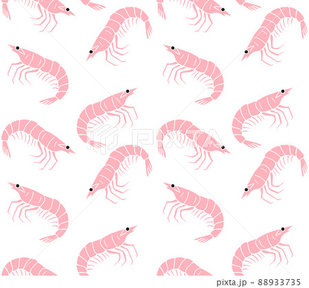 Vector seamless pattern of hand drawn pink shrimp 88933735