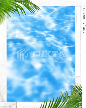 海とヤシの葉の背景素材 海とヤシの葉の背景素材 88935188