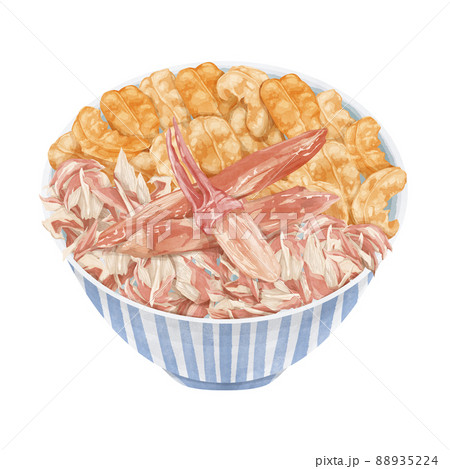 ウニと蟹の海鮮丼手描き水彩風イラスト ウニと蟹の海鮮丼手描き水彩風イラスト 88935224