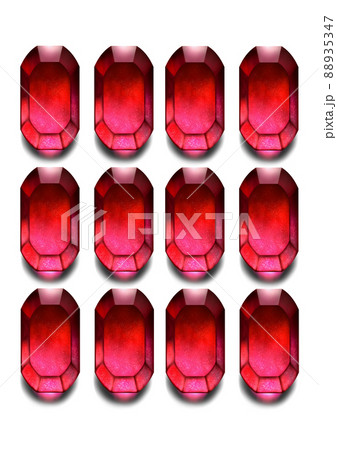 12個並んだ宝石 レッド 赤 ルビー ガーネット 88935347