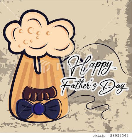 Isolated cute beer glass cartoon Happy father day retro template Vector Isolated cute beer glass cartoon Happy father day retro template Vector 88935545