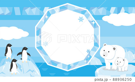 ひんやり冷たいイメージの飾り枠 88936250