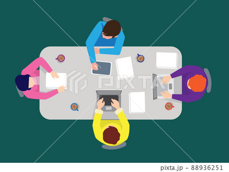 business meeting brainstorming plan on the office desk, vector illustration 88936251