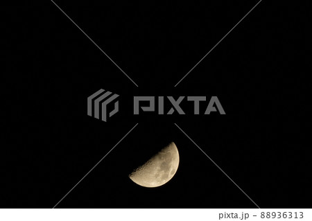 北杜市白州町、月齢7.9満ちて行く四月上弦の月（位置：中央下） 88936313