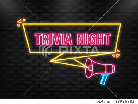 Neon Icon. Trivia night megaphone banner in 3D style on white background. Vector illustration Neon Icon. Trivia night megaphone banner in 3D style on white background. Vector illustration 88936583