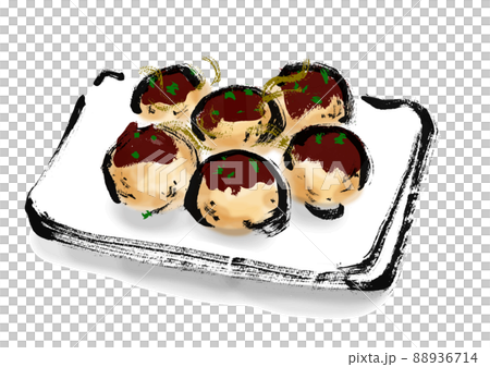 たこ焼きの手描き和風イラストのイラスト素材 [88936714] - PIXTA