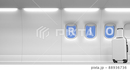 Rio text on an airplane portholes. 3d rendering 88936736