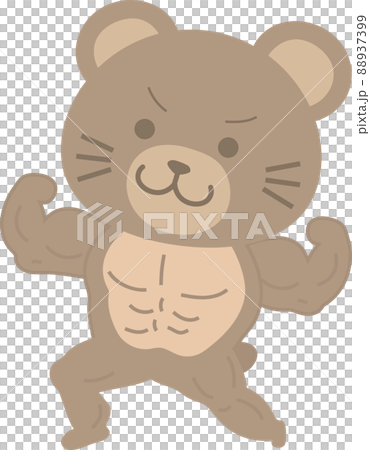 マッチョなクマ_フロントダブルバイセップスのイラスト素材 [88937399