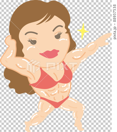 マッチョ女性_ポーズ 88937538