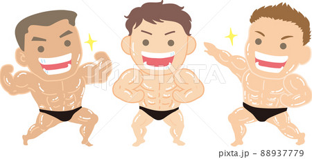 マッチョ男性3人_内側向き 88937779