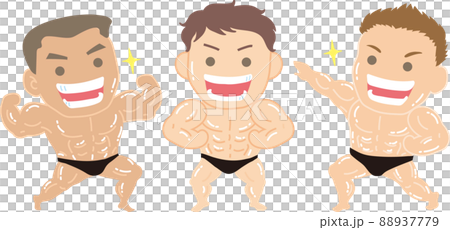 マッチョ男性3人_内側向き 88937779