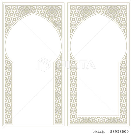 A set of two design elements. Two frames with arabic pattern . 88938609