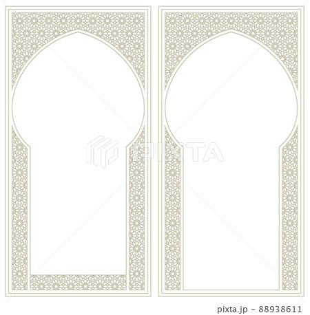 A set of two design elements. Two frames with arabic pattern . 88938611