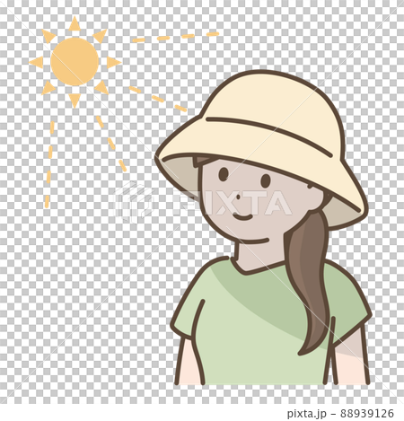 Illustration of a woman taking sunburn measures 88939126