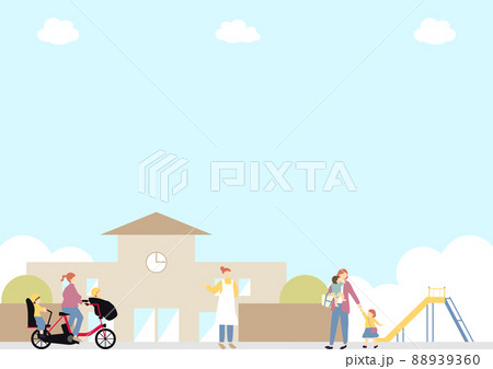 親子の通園風景 親子の通園風景 88939360